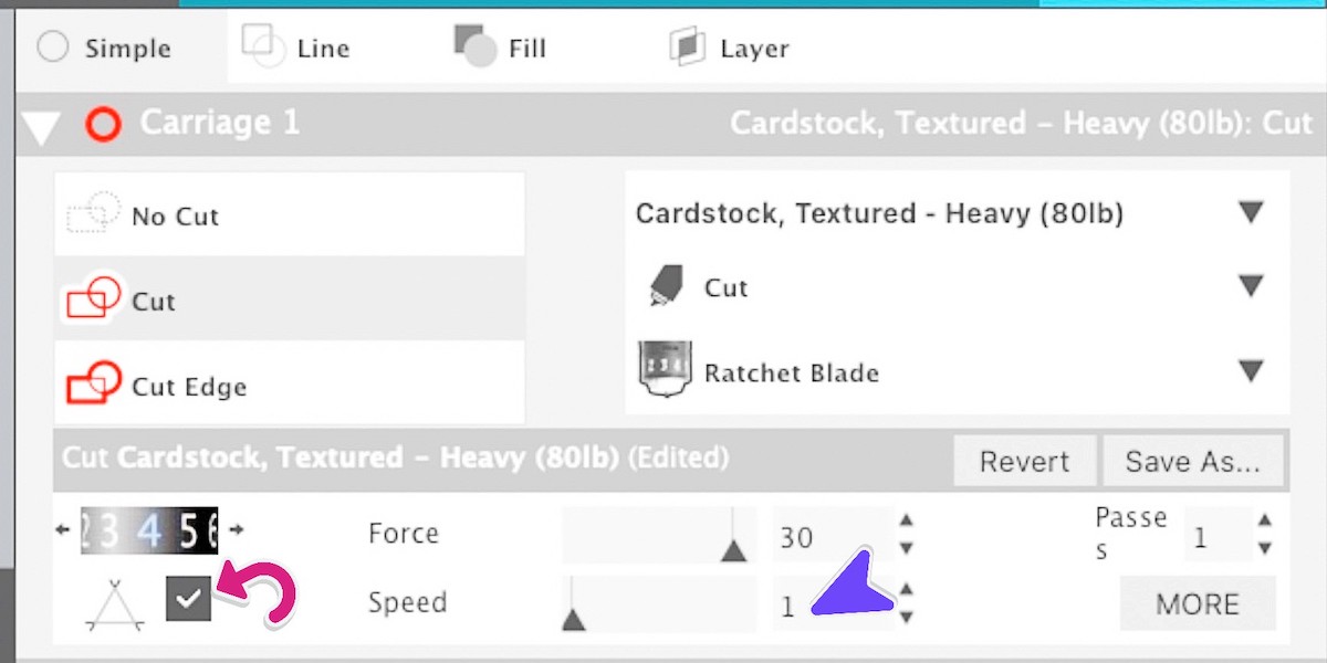 Recommended Cut Settings